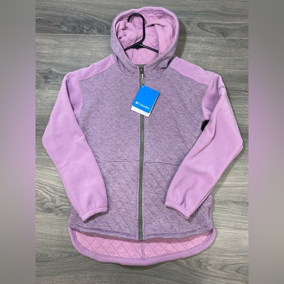 Columbia Girls Quilted Fleece Jacket Purple Sz M New